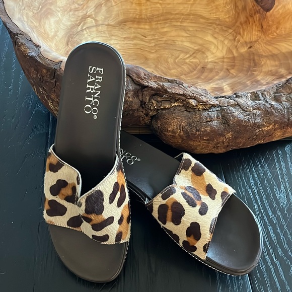 Franco Sarto Leopard Mule Sandal, Size 8 - Picture 1 of 5